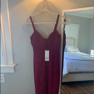 Berry Red KeepSake Spaghetti Midi Dress
